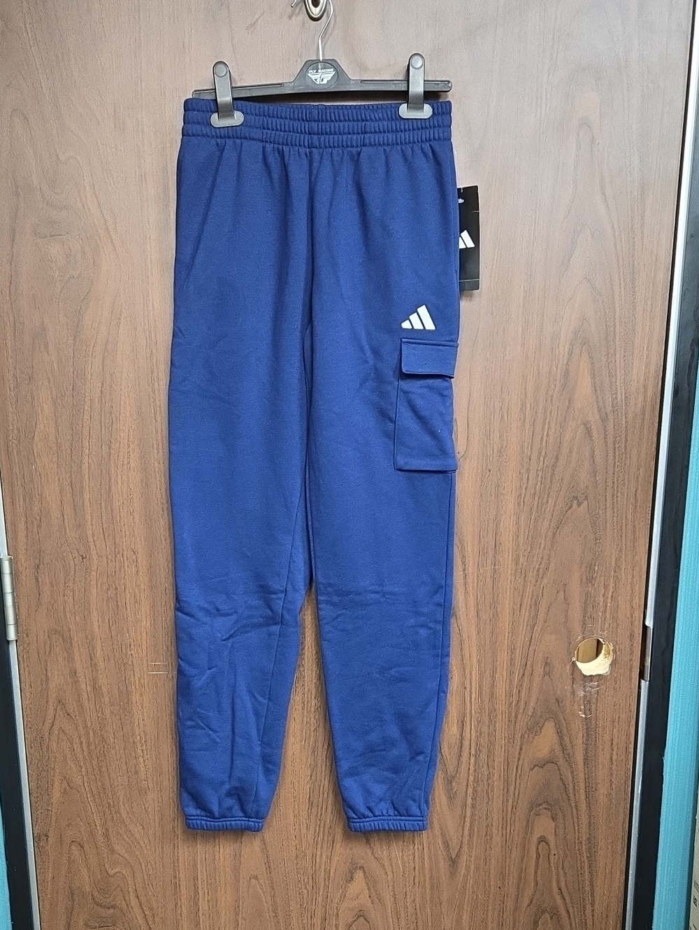 Adidas Size L (14/16) Blue Fleece Lined Cargo Sweatpant